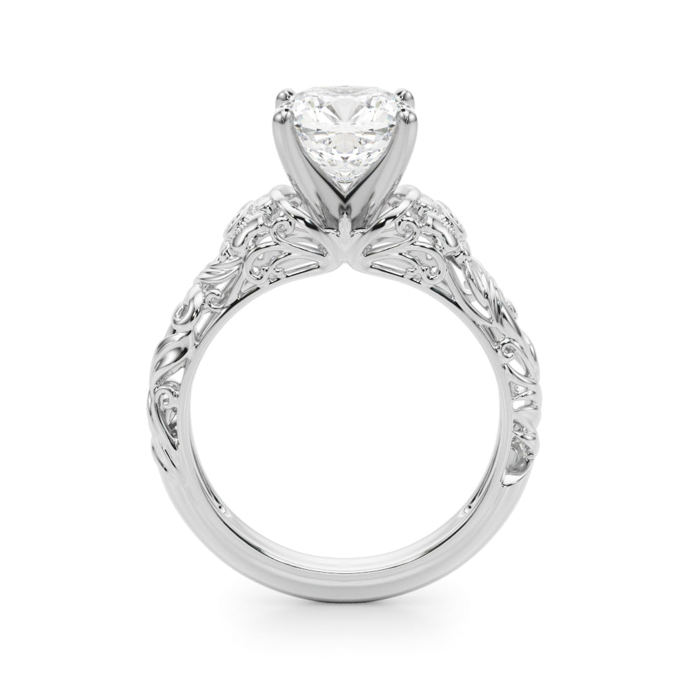 Enchanted Center Round Diamond Engagement Ring in 10K/14K gold and platinum with certified lab-grown or natural diamonds