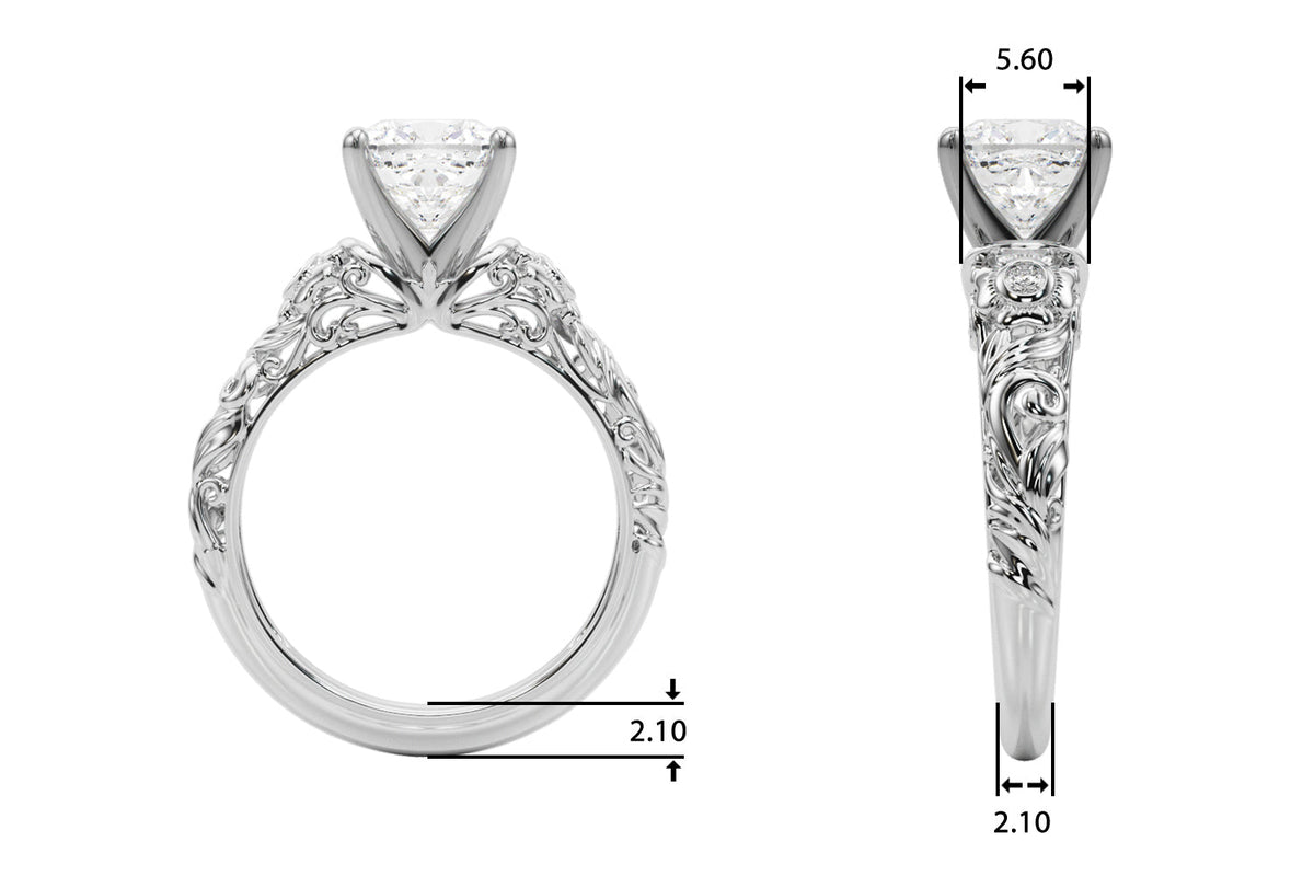 Enchanted Center Round Diamond Engagement Ring in 10K/14K gold and platinum with certified lab-grown or natural diamonds