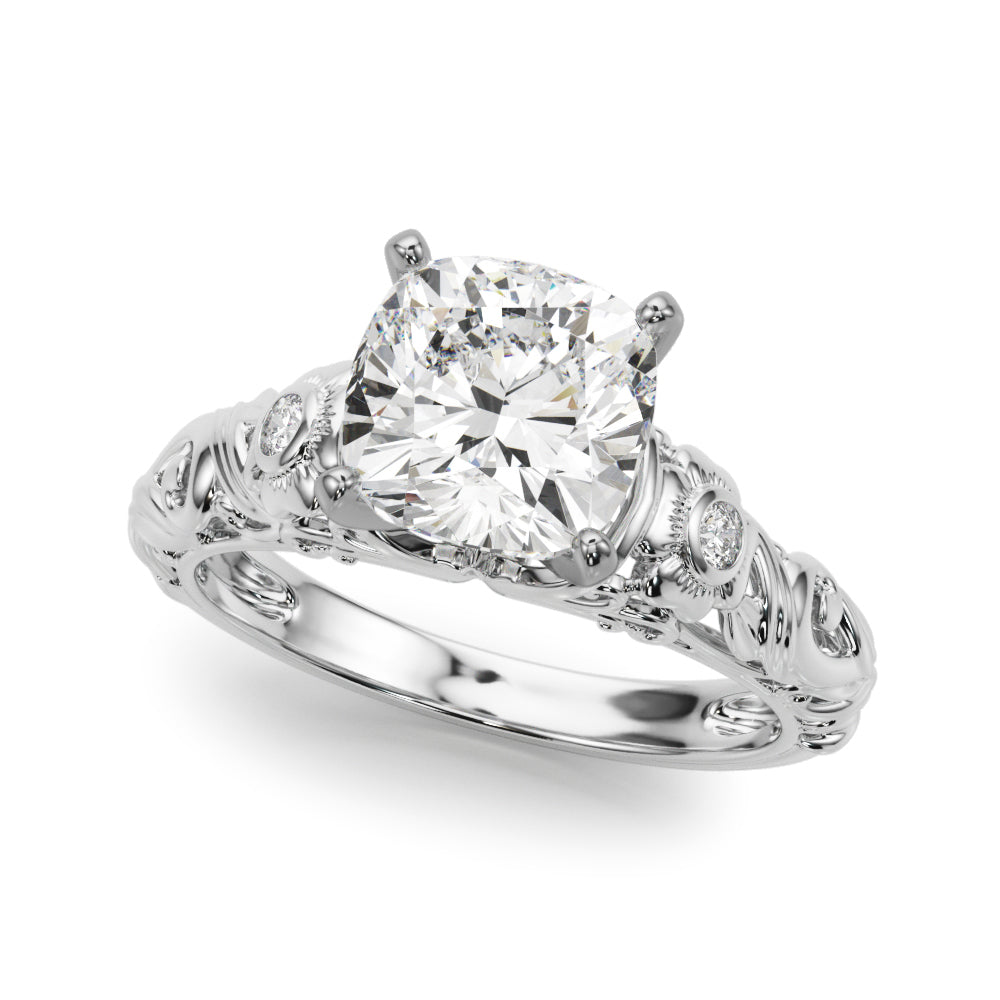 Enchanted Center Round Diamond Engagement Ring in 10K/14K gold and platinum with certified lab-grown or natural diamonds