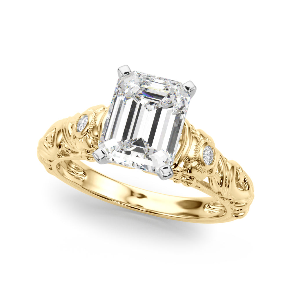 Enchanted Center Round Diamond Engagement Ring in 10K/14K gold and platinum with certified lab-grown or natural diamonds