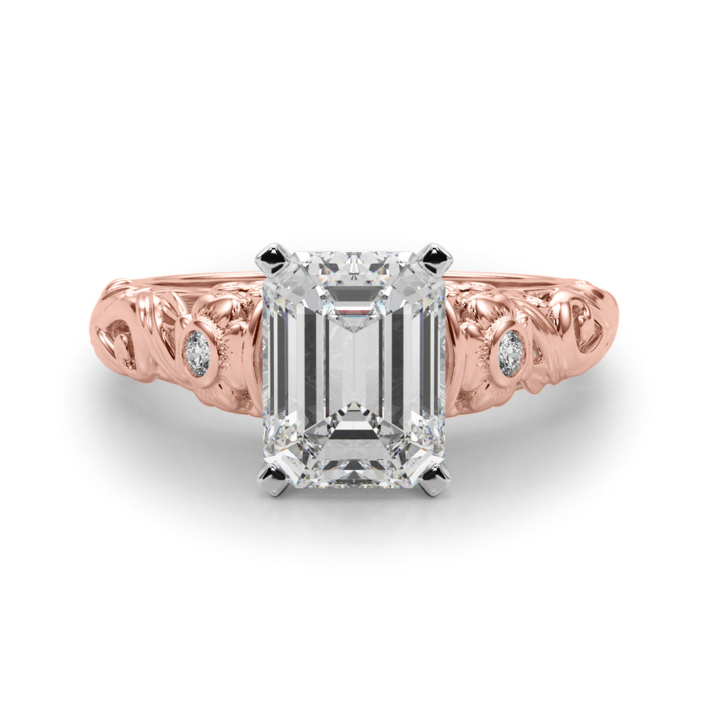 Enchanted Center Round Diamond Engagement Ring in 10K/14K gold and platinum with certified lab-grown or natural diamonds