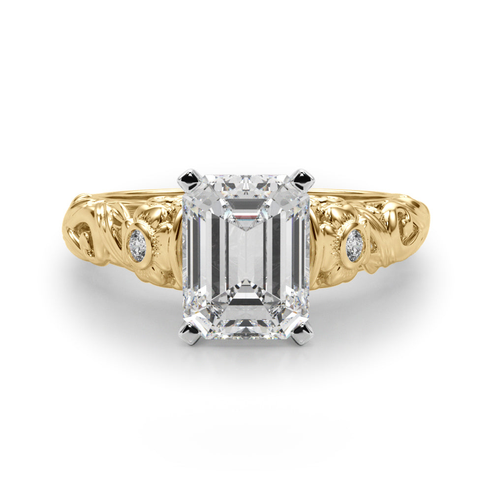 Enchanted Center Round Diamond Engagement Ring in 10K/14K gold and platinum with certified lab-grown or natural diamonds