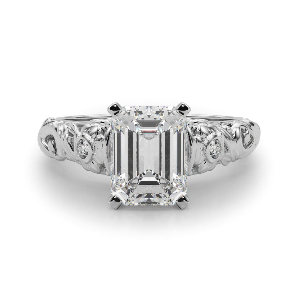 Enchanted Center Round Diamond Engagement Ring in 10K/14K gold and platinum with certified lab-grown or natural diamonds