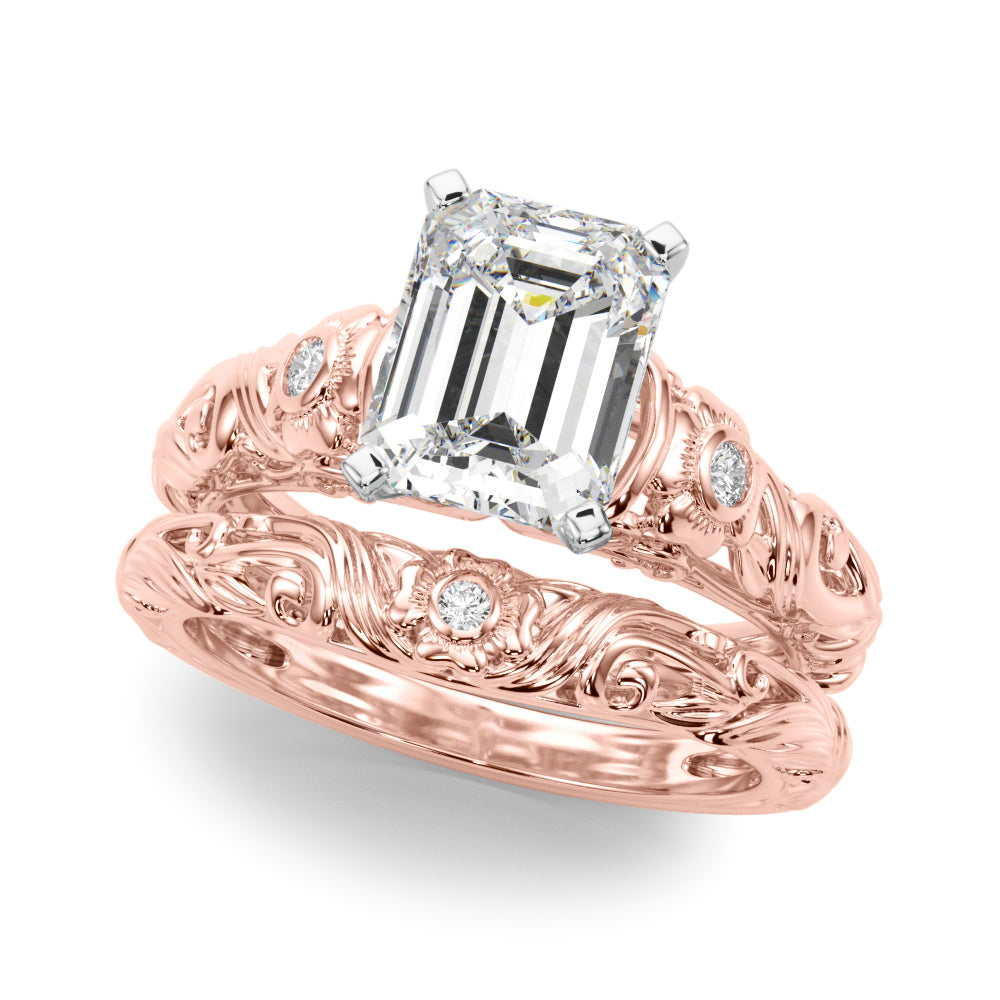Enchanted Center Round Diamond Engagement Ring in 10K/14K gold and platinum with certified lab-grown or natural diamonds