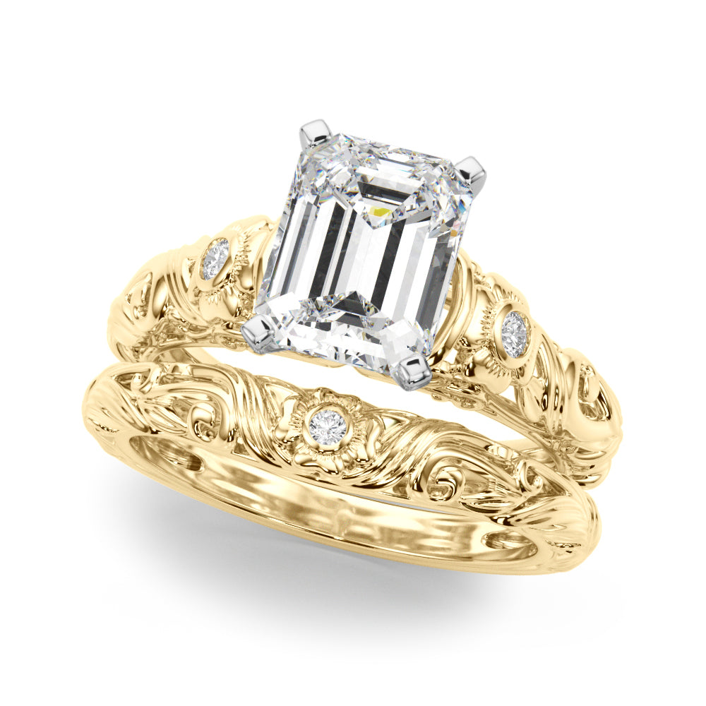 Enchanted Center Round Diamond Engagement Ring in 10K/14K gold and platinum with certified lab-grown or natural diamonds