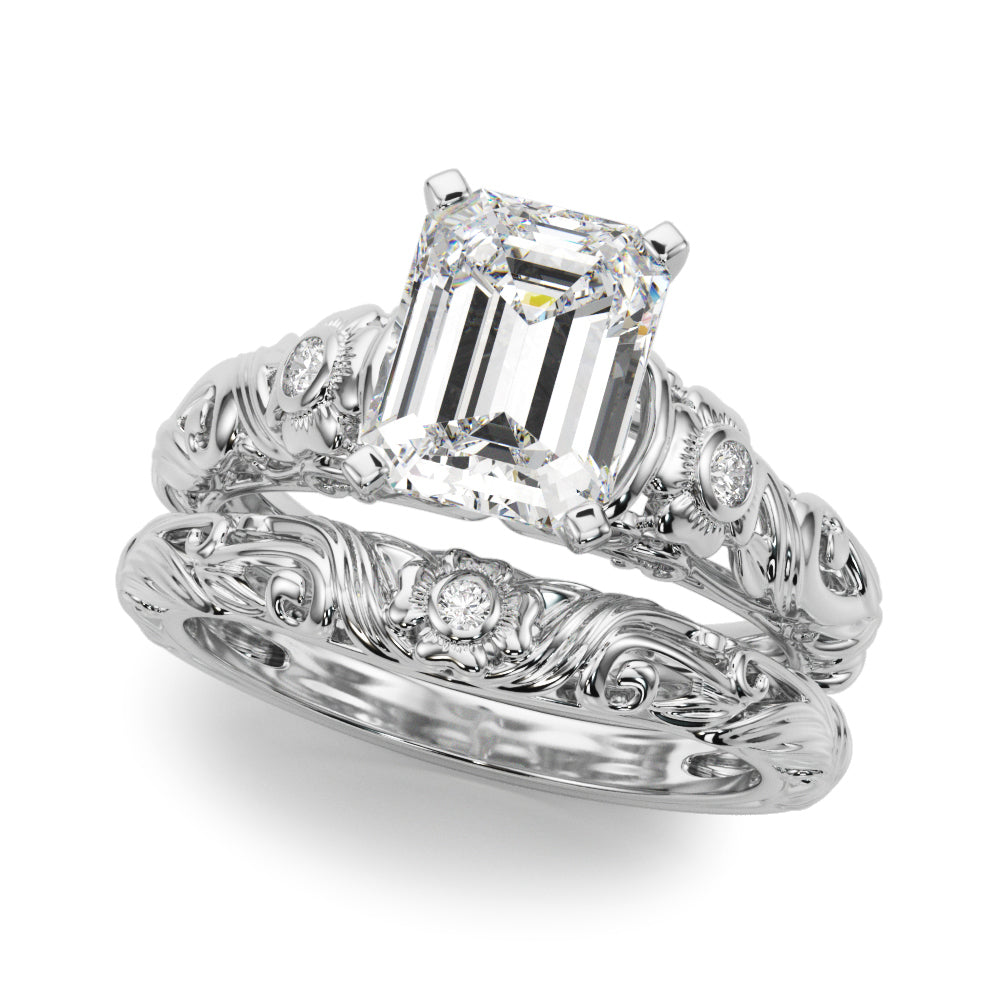 Enchanted Center Round Diamond Engagement Ring in 10K/14K gold and platinum with certified lab-grown or natural diamonds