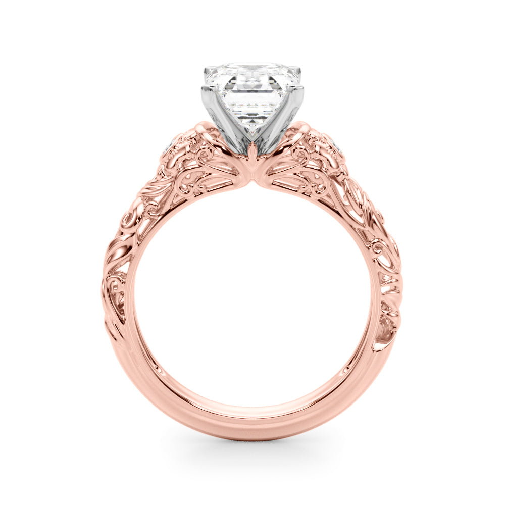 Enchanted Center Round Diamond Engagement Ring in 10K/14K gold and platinum with certified lab-grown or natural diamonds