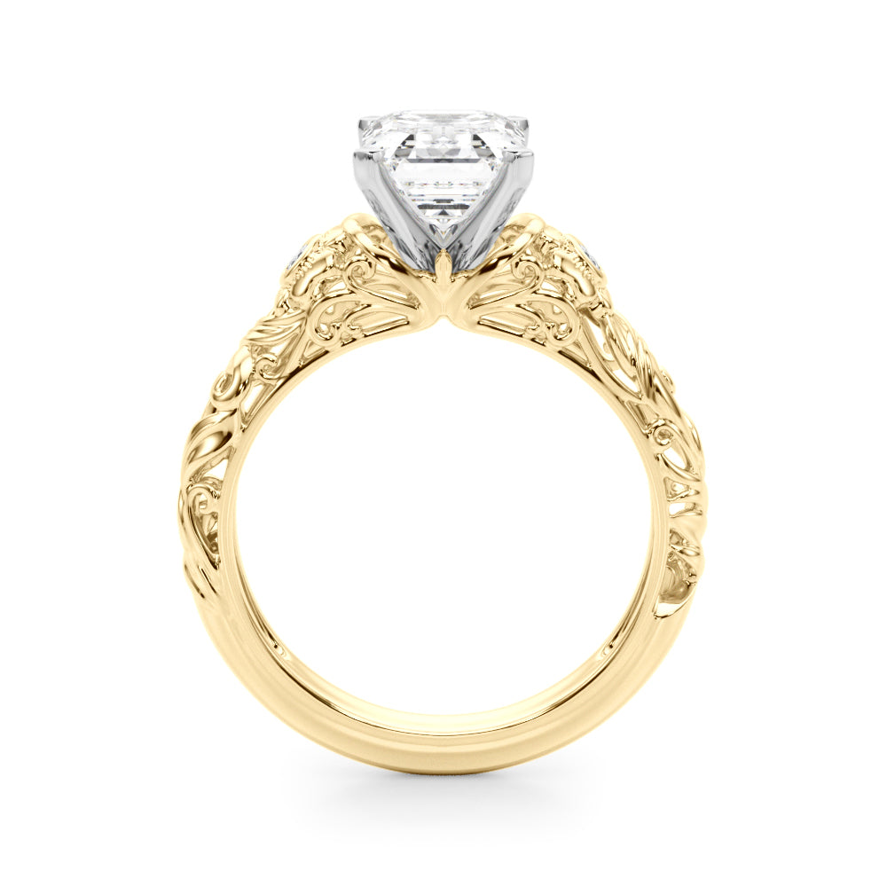 Enchanted Center Round Diamond Engagement Ring in 10K/14K gold and platinum with certified lab-grown or natural diamonds