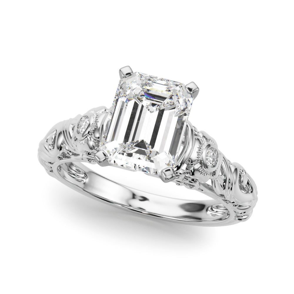 Enchanted Center Round Diamond Engagement Ring in 10K/14K gold and platinum with certified lab-grown or natural diamonds