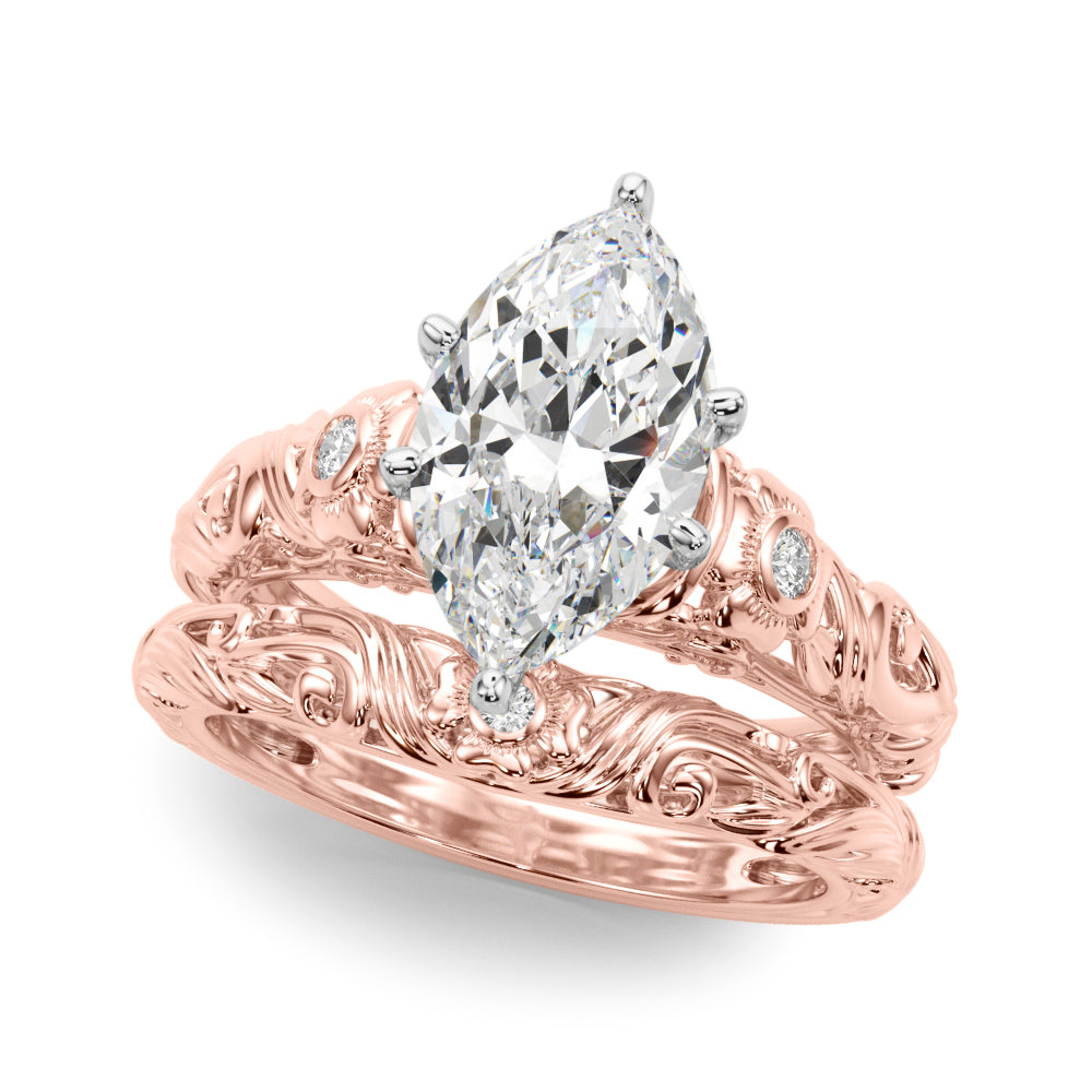 Enchanted Center Round Diamond Engagement Ring in 10K/14K gold and platinum with certified lab-grown or natural diamonds