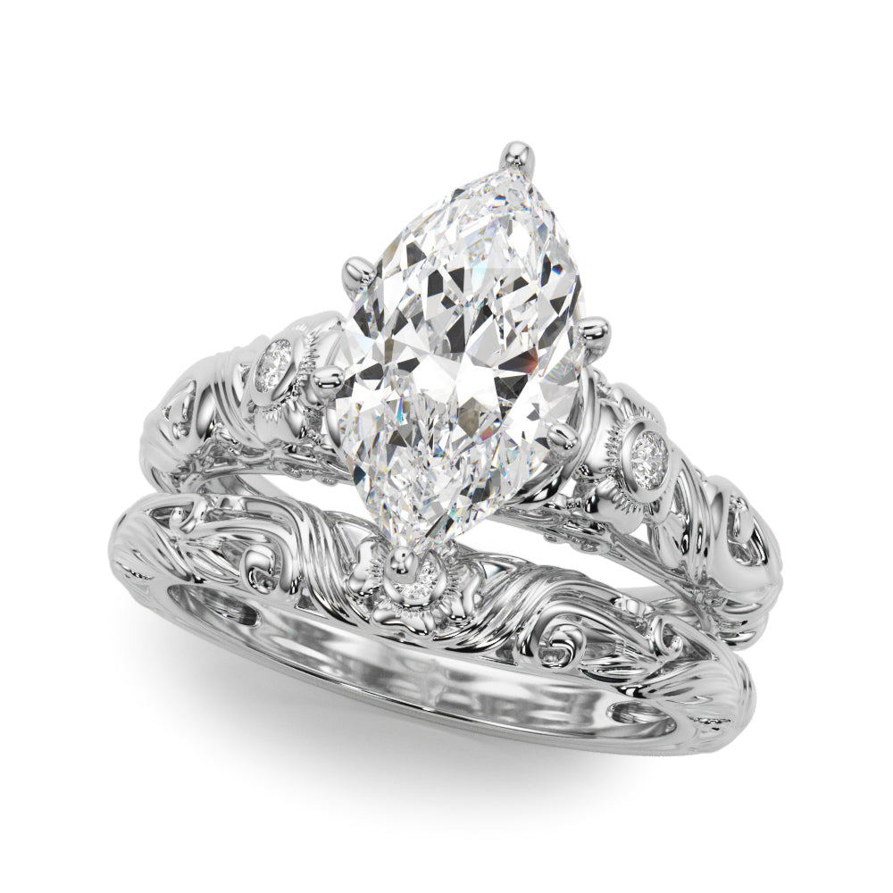 Enchanted Center Round Diamond Engagement Ring in 10K/14K gold and platinum with certified lab-grown or natural diamonds