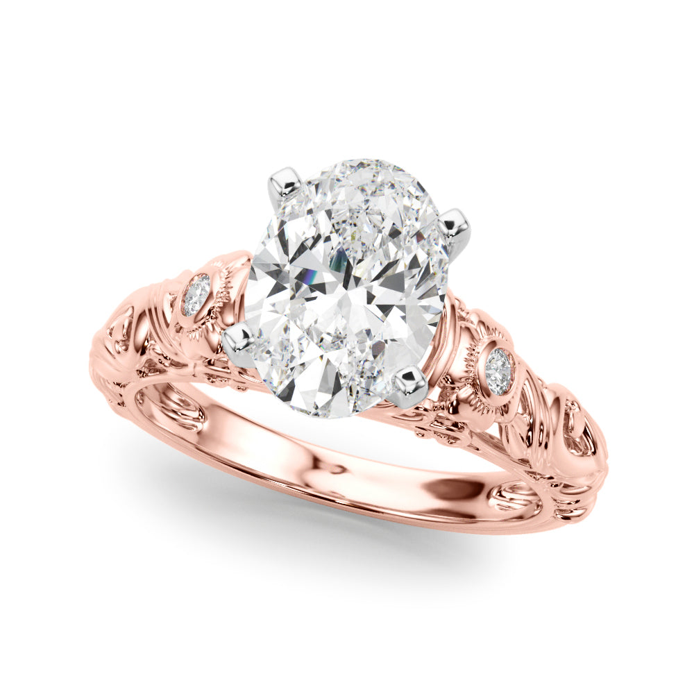 Enchanted Center Round Diamond Engagement Ring in 10K/14K gold and platinum with certified lab-grown or natural diamonds