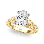 Enchanted Center Round Diamond Engagement Ring in 10K/14K gold and platinum with certified lab-grown or natural diamonds