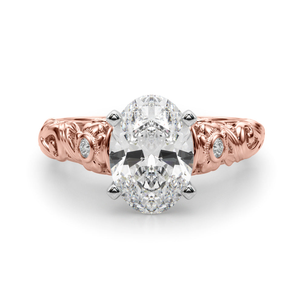 Enchanted Center Round Diamond Engagement Ring in 10K/14K gold and platinum with certified lab-grown or natural diamonds