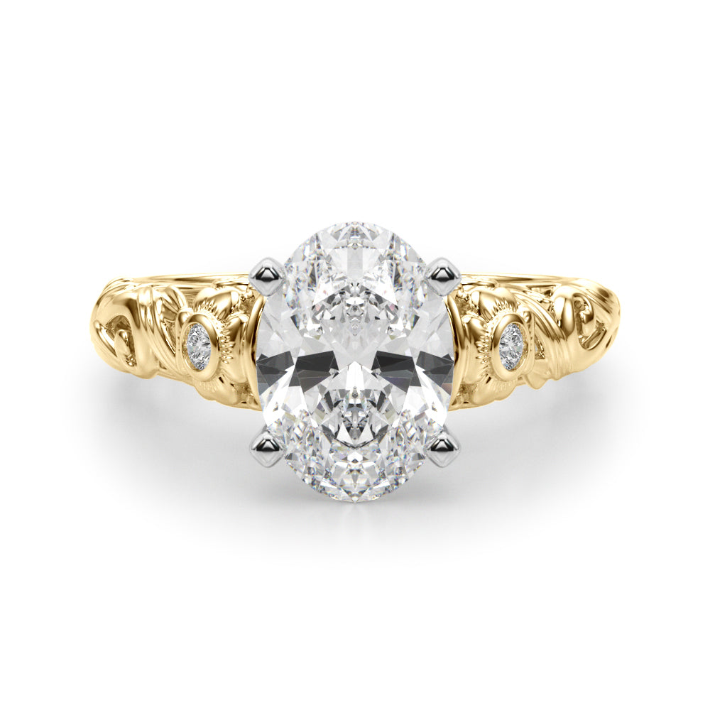 Enchanted Center Round Diamond Engagement Ring in 10K/14K gold and platinum with certified lab-grown or natural diamonds