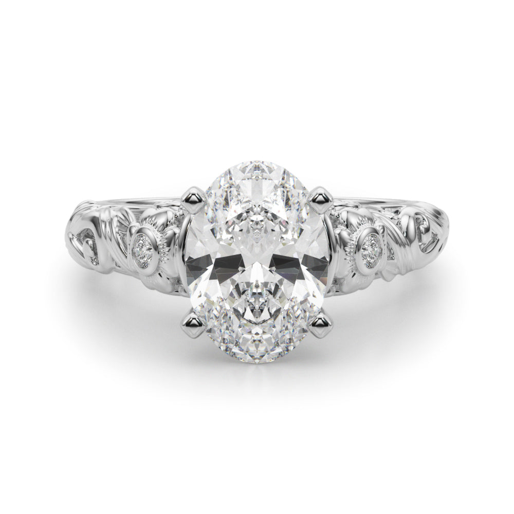 Enchanted Center Round Diamond Engagement Ring in 10K/14K gold and platinum with certified lab-grown or natural diamonds