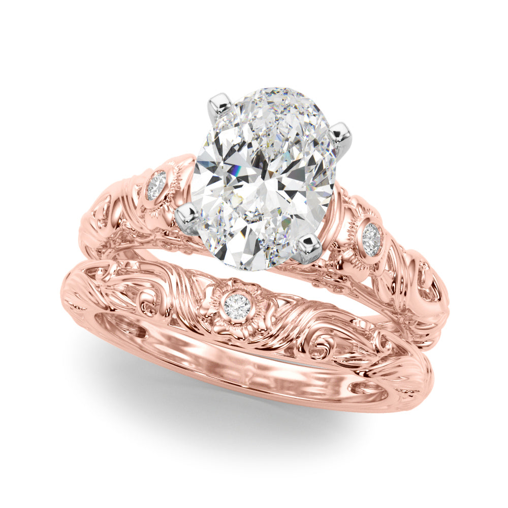 Enchanted Center Round Diamond Engagement Ring in 10K/14K gold and platinum with certified lab-grown or natural diamonds