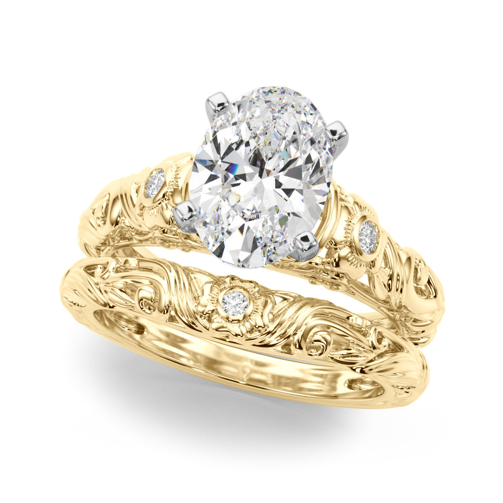 Enchanted Center Round Diamond Engagement Ring in 10K/14K gold and platinum with certified lab-grown or natural diamonds