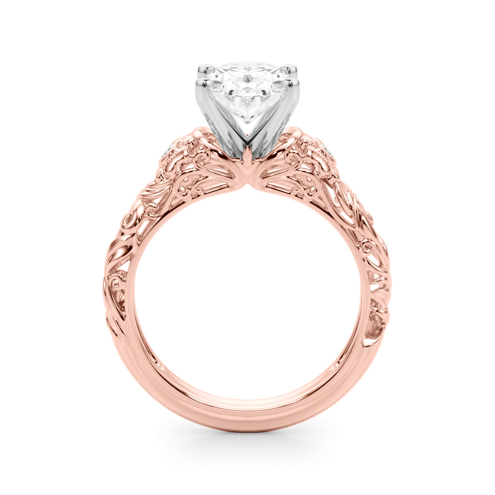 Enchanted Center Round Diamond Engagement Ring in 10K/14K gold and platinum with certified lab-grown or natural diamonds
