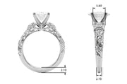Enchanted Center Round Diamond Engagement Ring in 10K/14K gold and platinum with certified lab-grown or natural diamonds