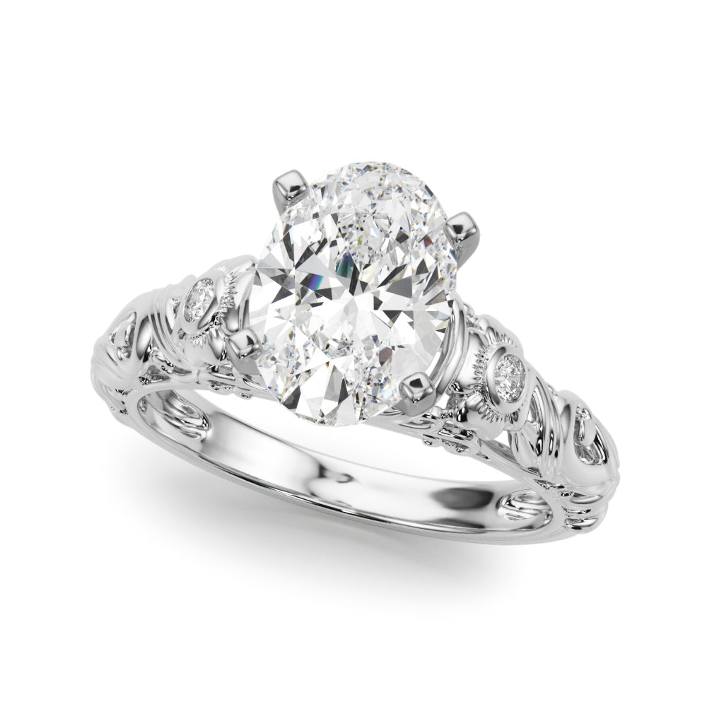 Enchanted Center Round Diamond Engagement Ring in 10K/14K gold and platinum with certified lab-grown or natural diamonds