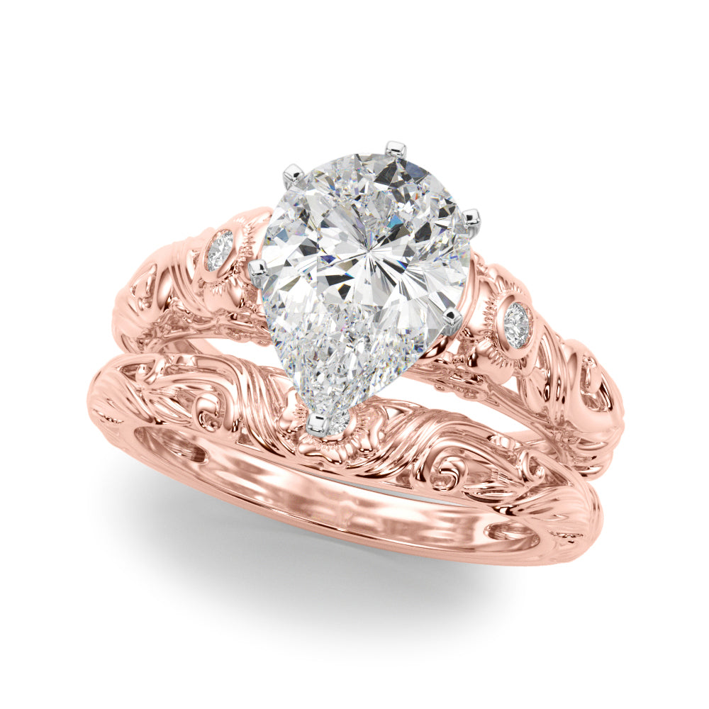Enchanted Center Round Diamond Engagement Ring in 10K/14K gold and platinum with certified lab-grown or natural diamonds