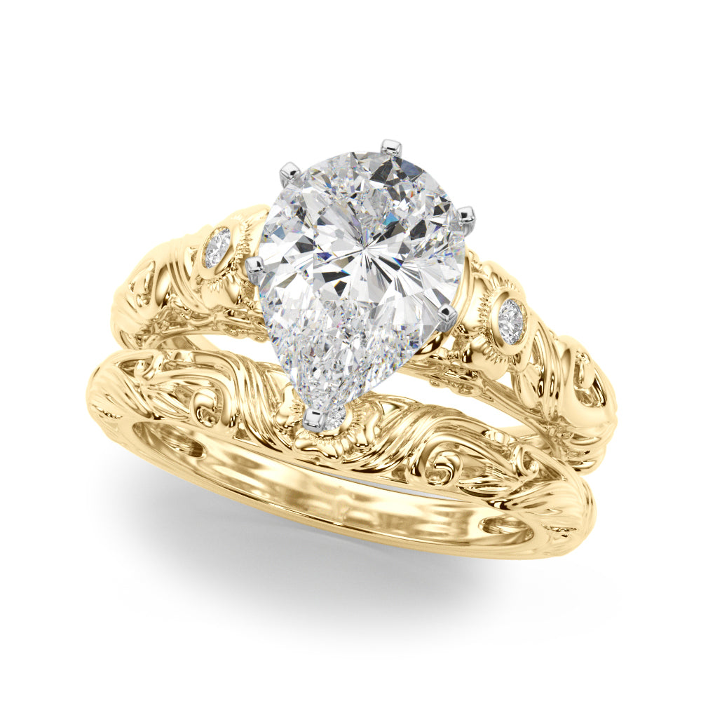 Enchanted Center Round Diamond Engagement Ring in 10K/14K gold and platinum with certified lab-grown or natural diamonds
