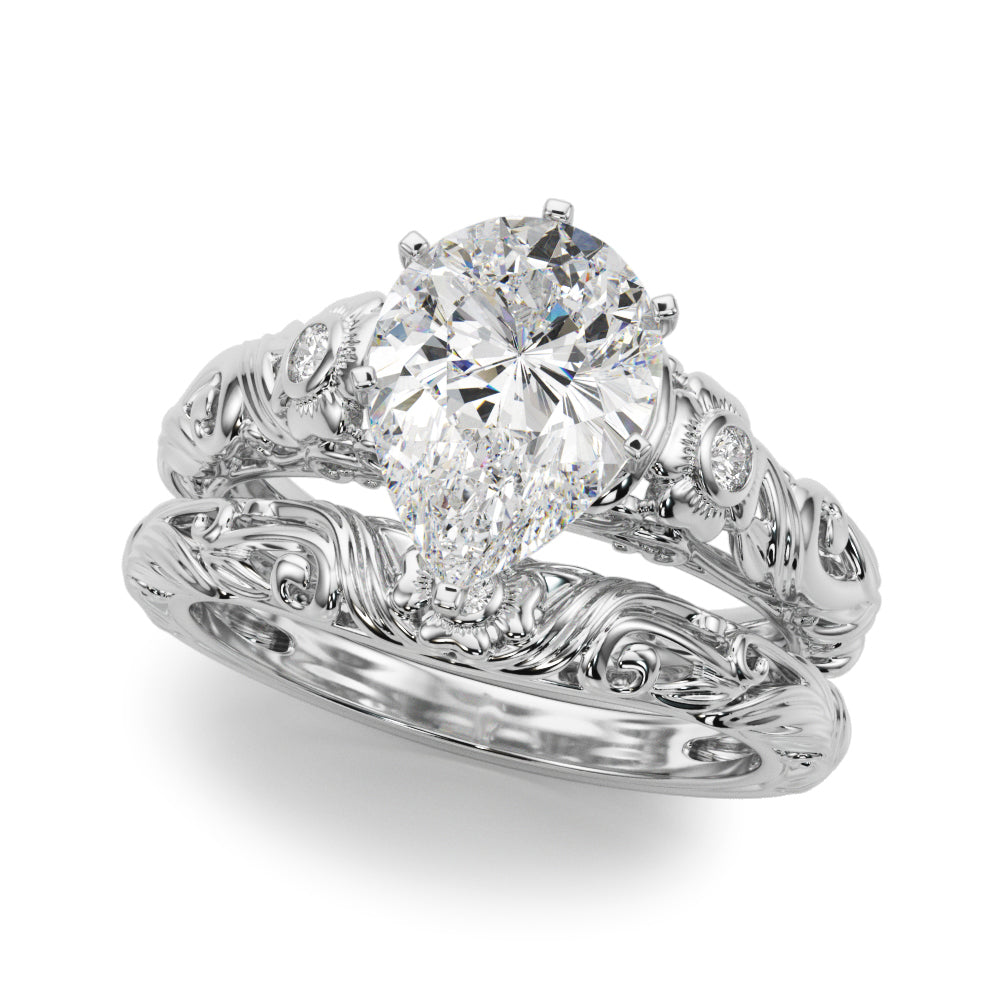 Enchanted Center Round Diamond Engagement Ring in 10K/14K gold and platinum with certified lab-grown or natural diamonds