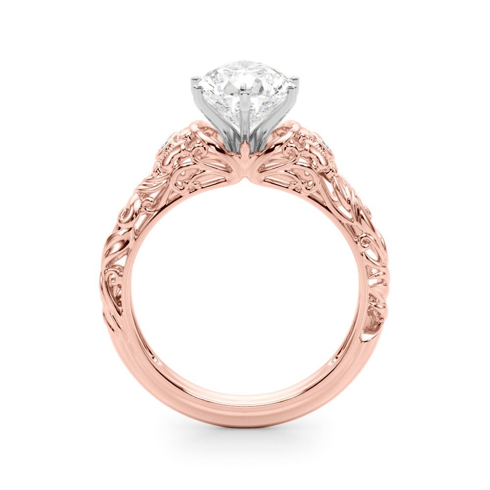 Enchanted Center Round Diamond Engagement Ring in 10K/14K gold and platinum with certified lab-grown or natural diamonds