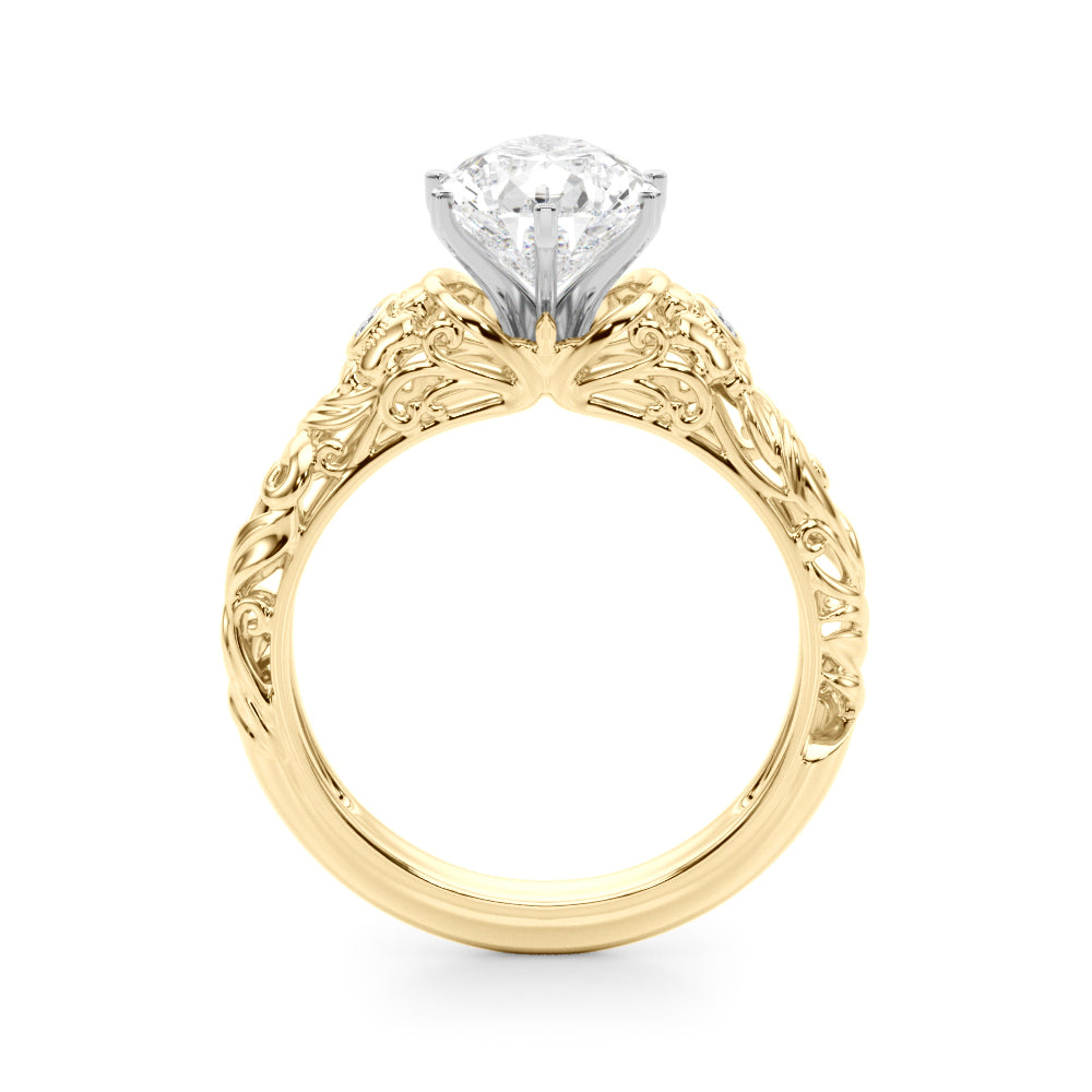 Enchanted Center Round Diamond Engagement Ring in 10K/14K gold and platinum with certified lab-grown or natural diamonds