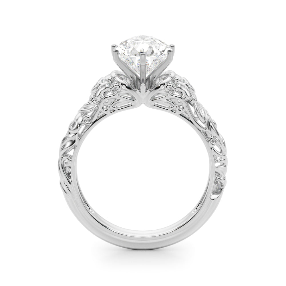 Enchanted Center Round Diamond Engagement Ring in 10K/14K gold and platinum with certified lab-grown or natural diamonds