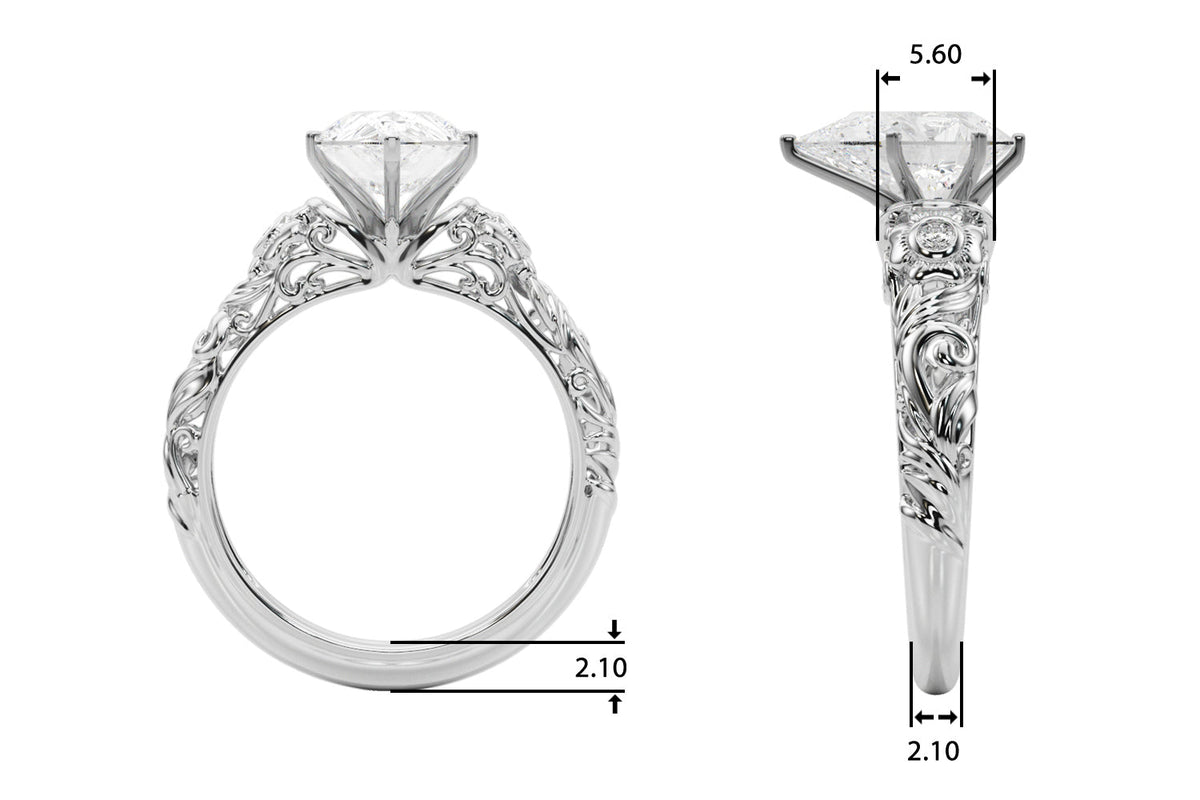 Enchanted Center Round Diamond Engagement Ring in 10K/14K gold and platinum with certified lab-grown or natural diamonds