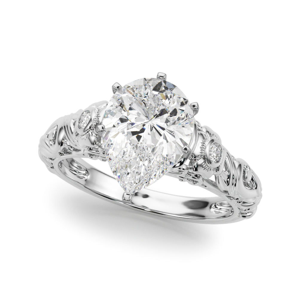 Enchanted Center Round Diamond Engagement Ring in 10K/14K gold and platinum with certified lab-grown or natural diamonds