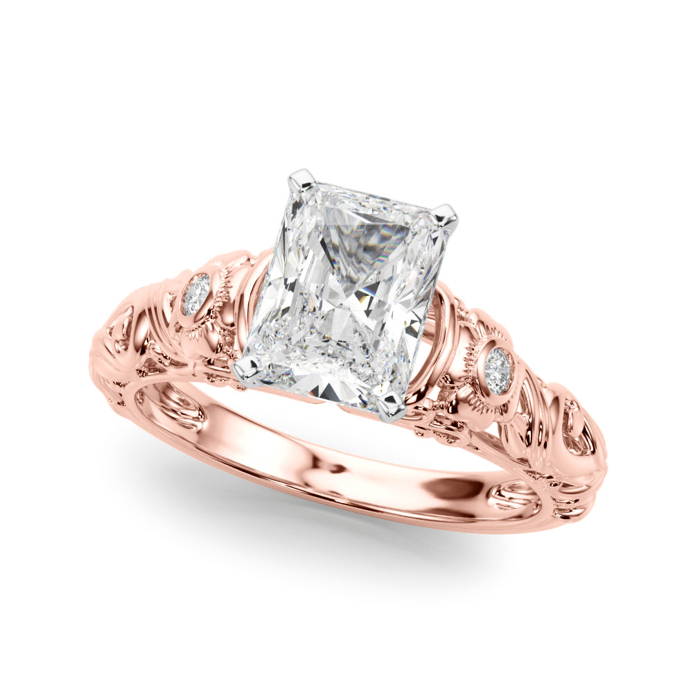 Enchanted Center Round Diamond Engagement Ring in 10K/14K gold and platinum with certified lab-grown or natural diamonds