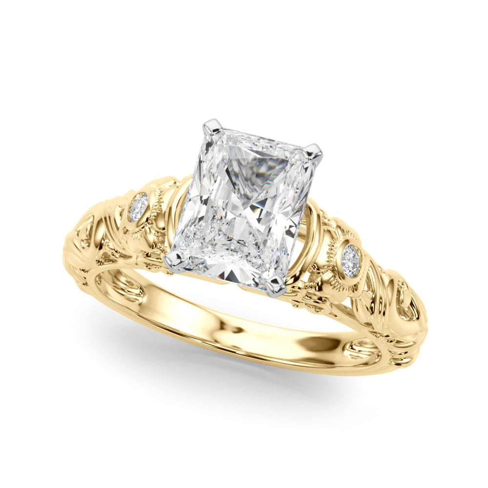 Enchanted Center Round Diamond Engagement Ring in 10K/14K gold and platinum with certified lab-grown or natural diamonds