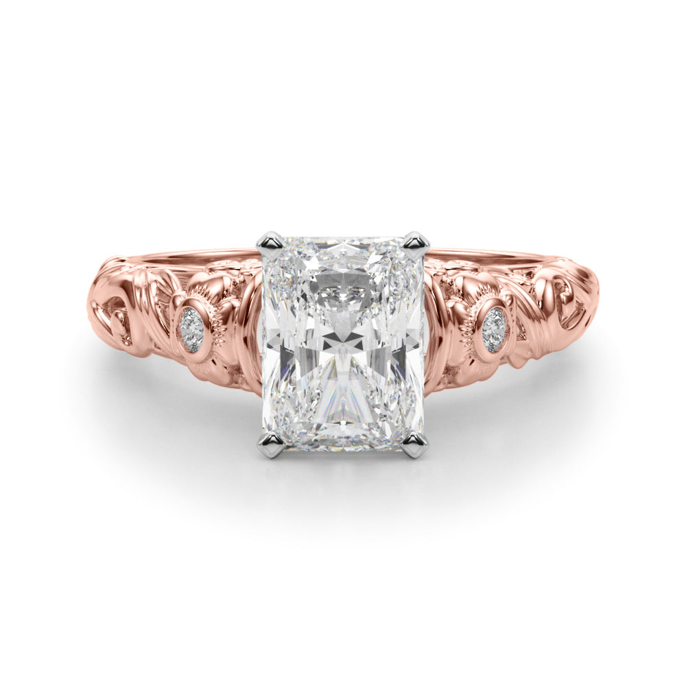 Enchanted Center Round Diamond Engagement Ring in 10K/14K gold and platinum with certified lab-grown or natural diamonds