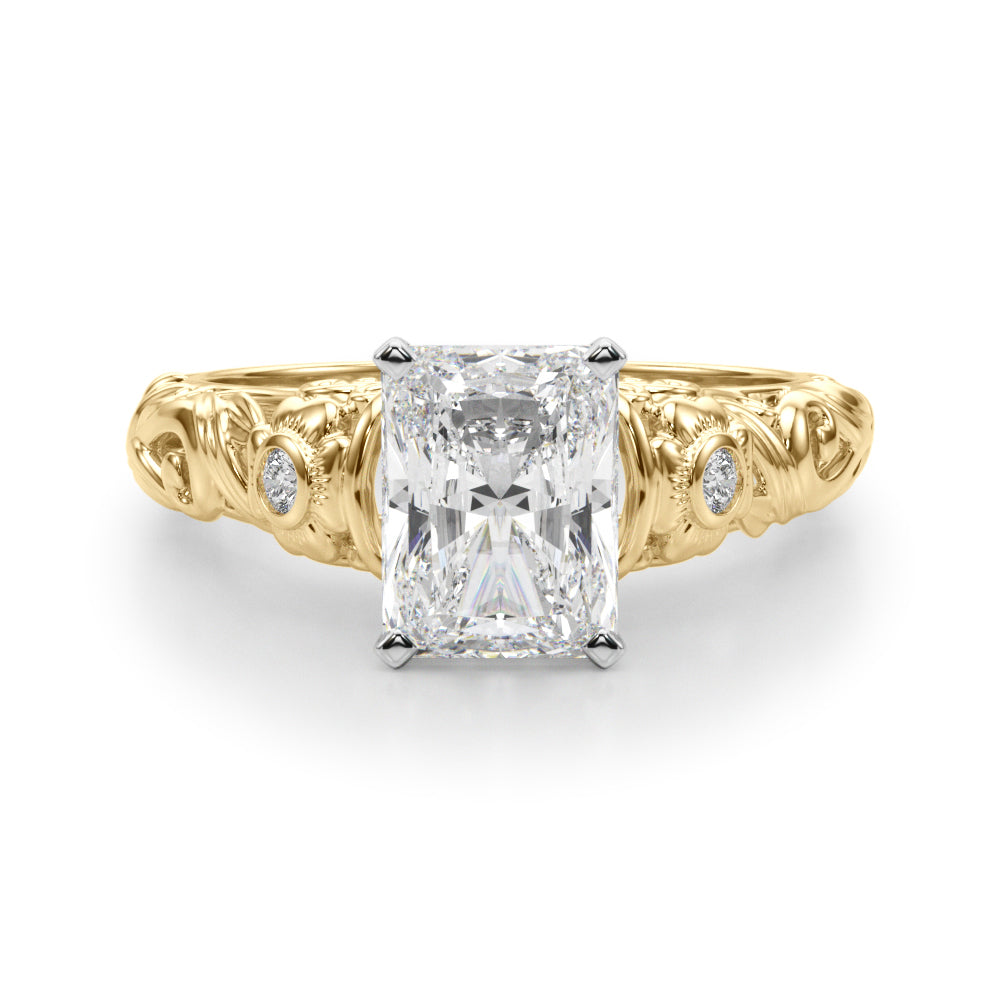 Enchanted Center Round Diamond Engagement Ring in 10K/14K gold and platinum with certified lab-grown or natural diamonds
