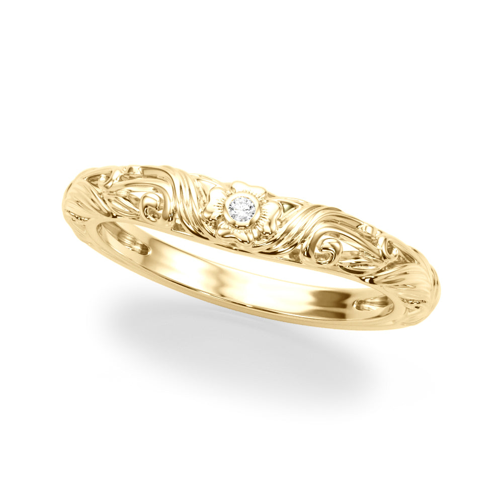 Vintage Inspired Floral Half Eternity Ring in 10K/14K gold and platinum with certified lab-grown or natural diamonds
