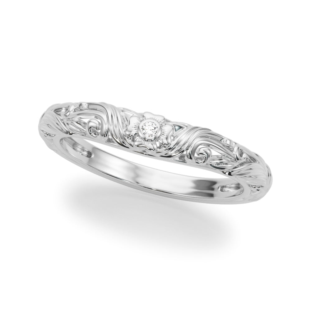 Vintage Inspired Floral Half Eternity Ring in Gold & Platinum