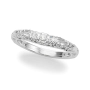 Vintage Inspired Floral Half Eternity Ring in Gold & Platinum