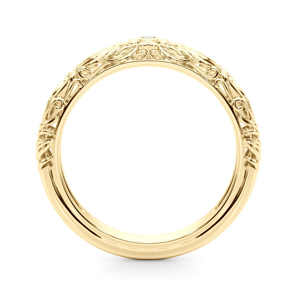 Vintage Inspired Floral Half Eternity Ring in Gold & Platinum