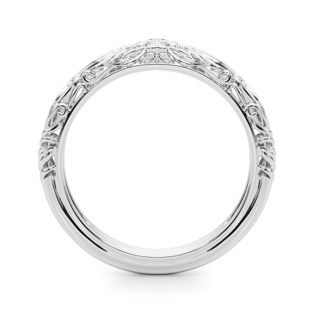 Vintage Inspired Floral Half Eternity Ring in Gold & Platinum