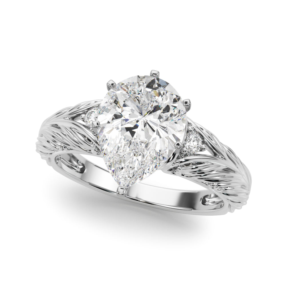 Pristine Center Oval Diamond Engagement Ring in 10K/14K gold and platinum with certified lab-grown or natural diamonds