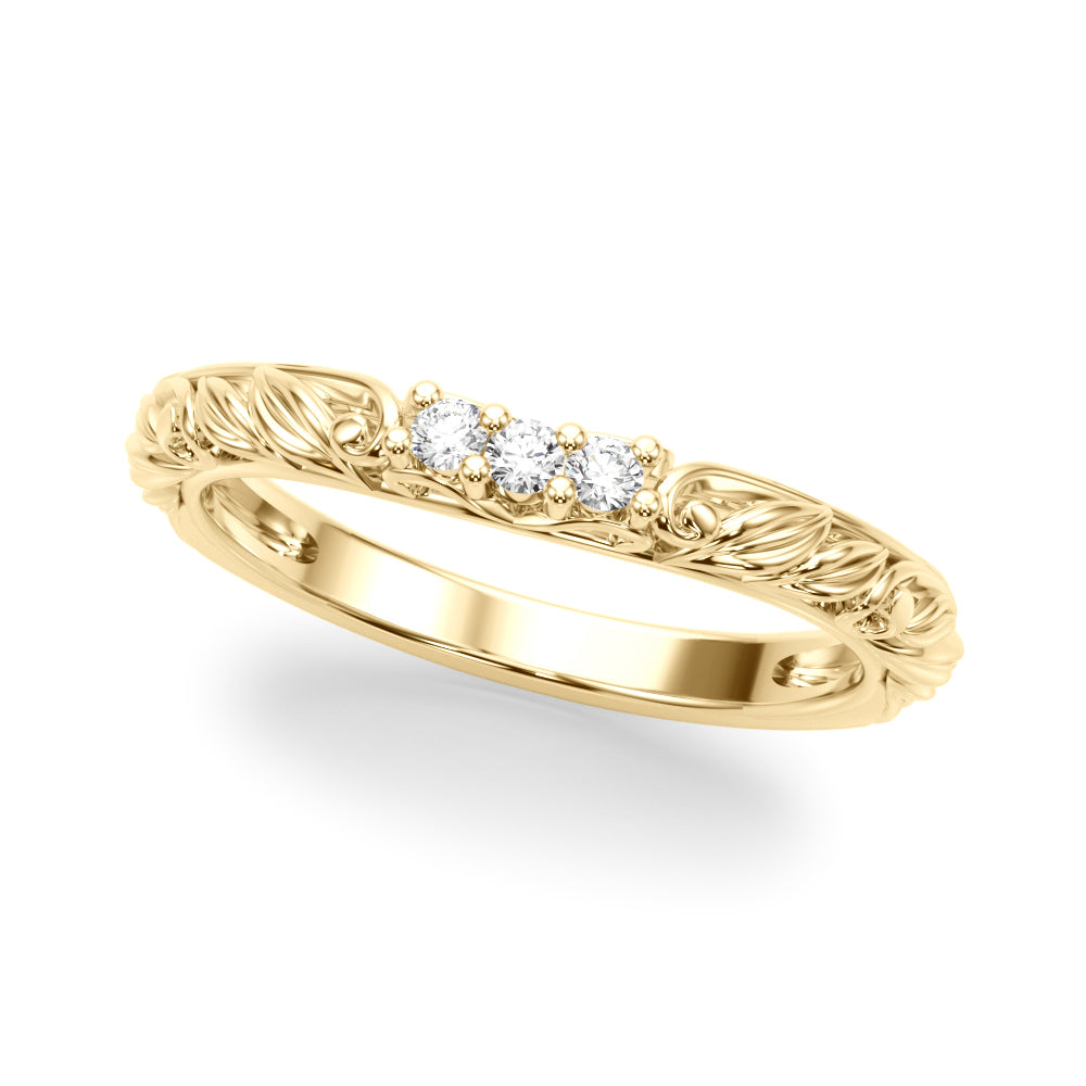 Accented Vintage-Inspired Half Eternity Ring in 10K/14K gold and platinum with certified lab-grown or natural diamonds