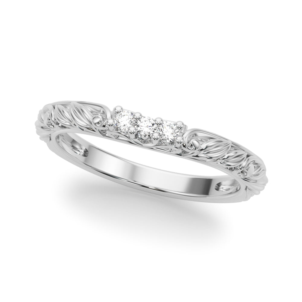 Accented Vintage-Inspired Half Eternity Ring in Gold & Platinum