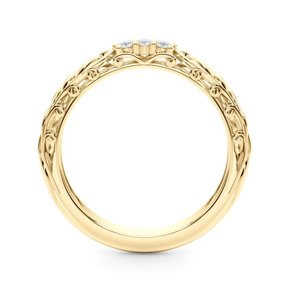 Accented Vintage-Inspired Half Eternity Ring in Gold & Platinum