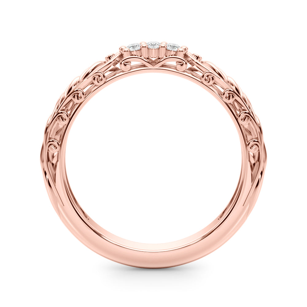 Accented Vintage-Inspired Half Eternity Ring in Gold & Platinum