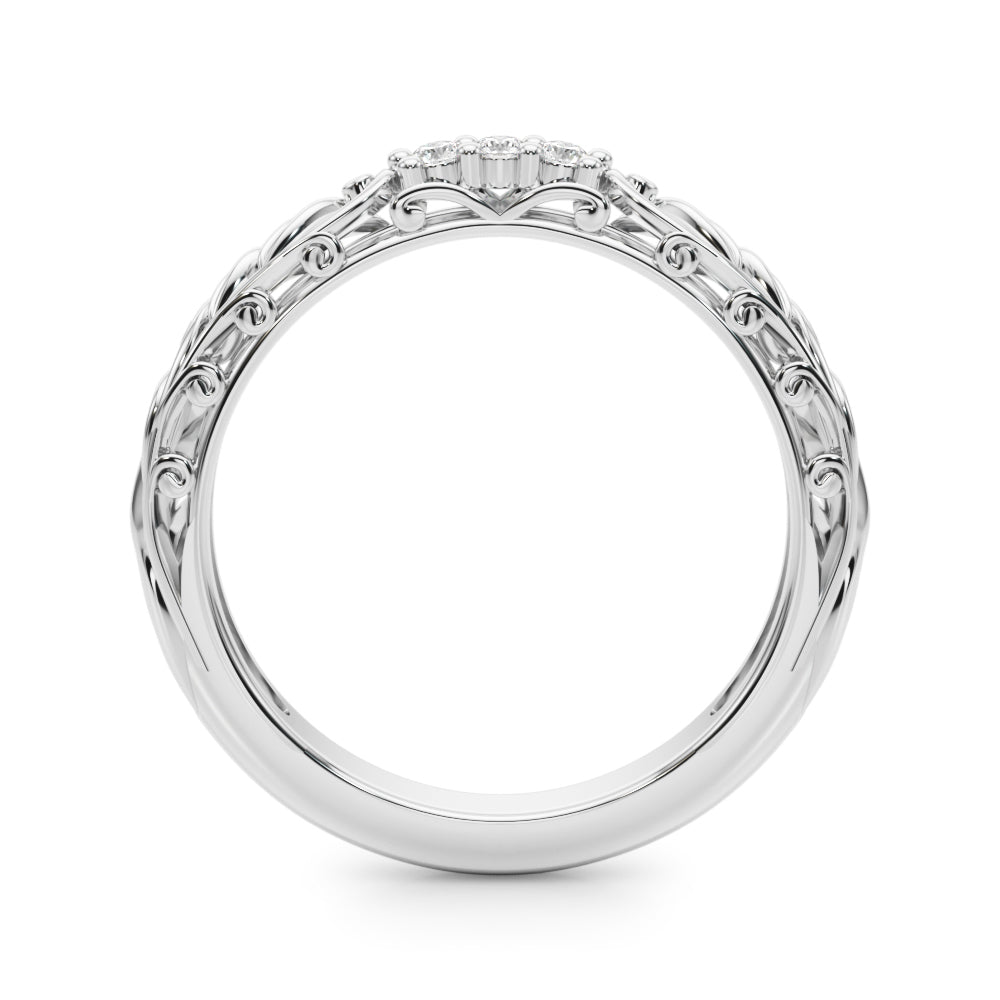 Accented Vintage-Inspired Half Eternity Ring in Gold & Platinum