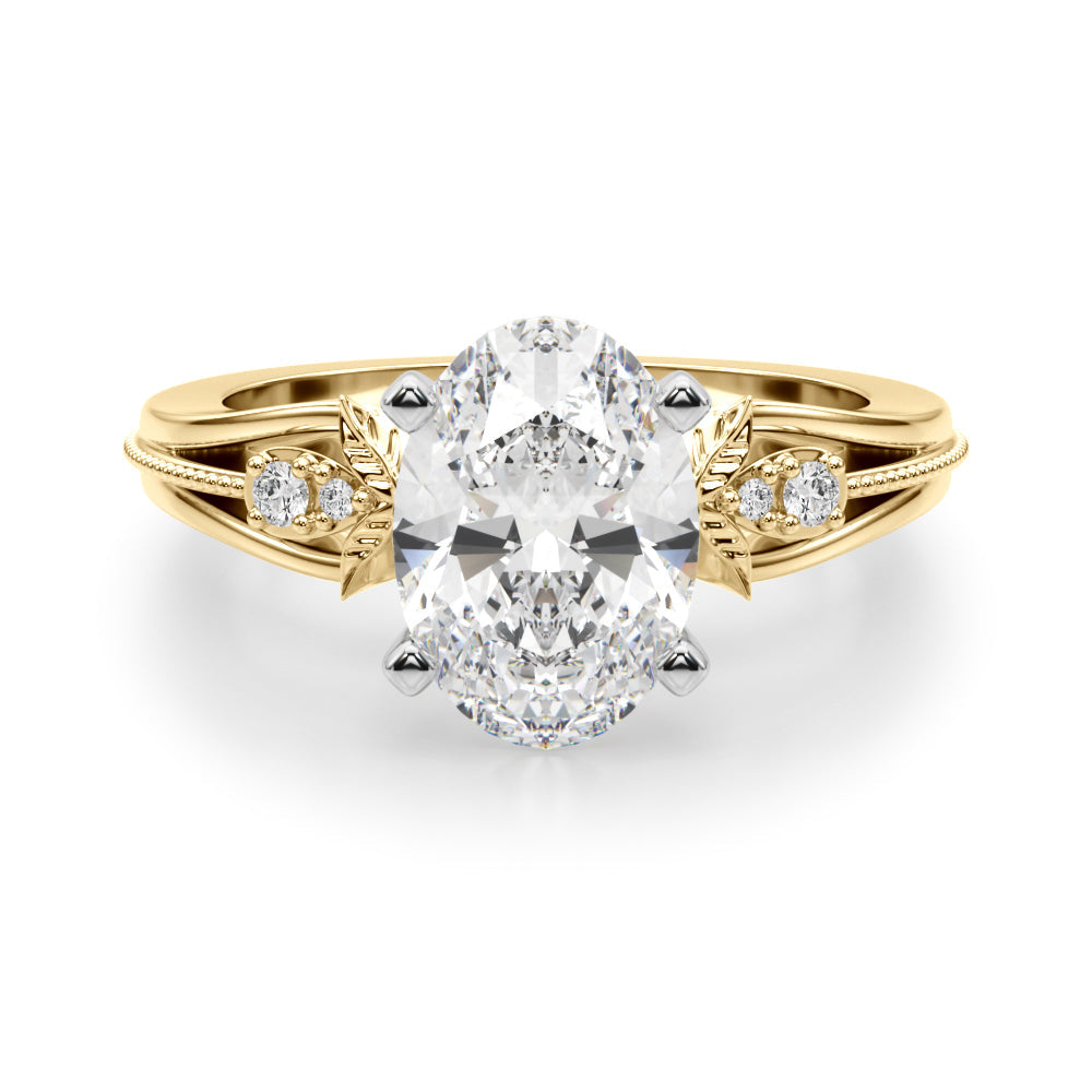 Devoted Center Oval Diamond Engagement Ring â€” 10K/14K Gold & Platinum