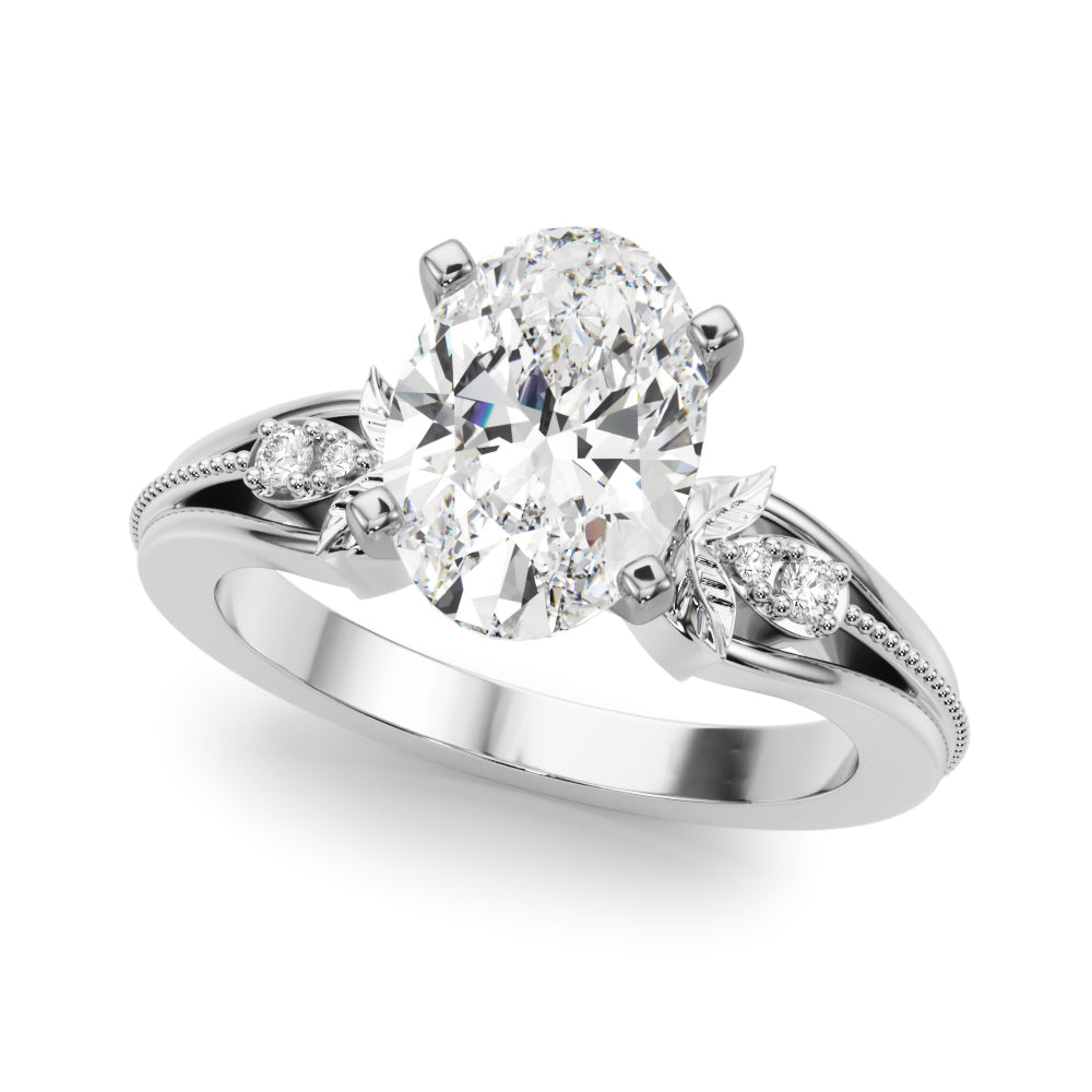 Devoted Center Oval Diamond Engagement Ring â€” 10K/14K Gold & Platinum